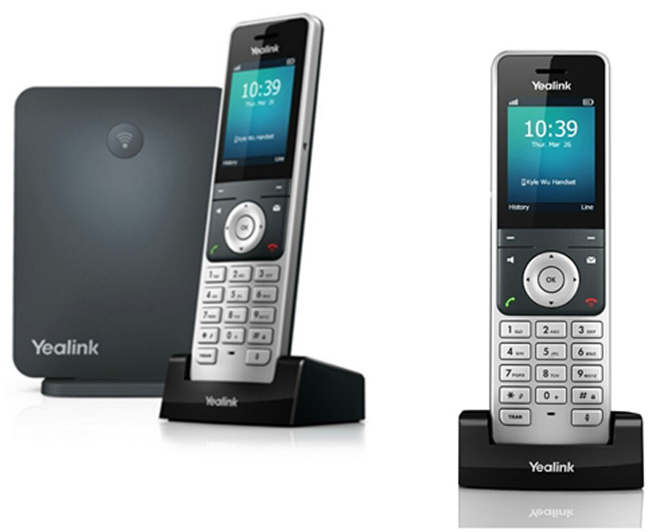 دو تصویر کامل همراه با مودم Yealink W56P Dect Phone handset and bas