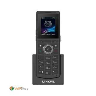 گوشی بیسیم تحت شبکه Fanvil W610H با نمایشگر رنگی ، نمای پشت تلفن بیسیم فنویل W610H و گیره کمربند ، تلفن پرتابل Linkvil W610H مجهز به وای فای ۶