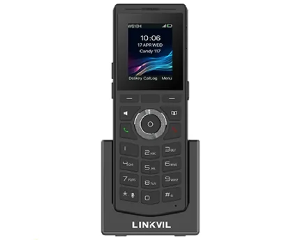 گوشی بیسیم تحت شبکه Fanvil W610H با نمایشگر رنگی ، نمای پشت تلفن بیسیم فنویل W610H و گیره کمربند ، تلفن پرتابل Linkvil W610H مجهز به وای فای ۶
